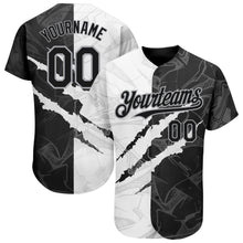 Laden Sie das Bild in den Galerie-Viewer, Custom Graffiti Pattern Black-Gray 3D Scratch Authentic Baseball Jersey