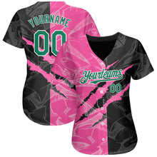 Charger l'image dans la galerie, Custom Graffiti Pattern Kelly Green Black-Pink 3D Scratch Authentic Baseball Jersey