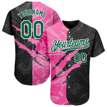 Charger l'image dans la galerie, Custom Graffiti Pattern Kelly Green Black-Pink 3D Scratch Authentic Baseball Jersey
