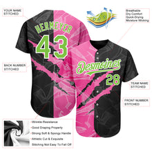 Charger l'image dans la galerie, Custom Graffiti Pattern Neon Green Black-Pink 3D Scratch Authentic Baseball Jersey