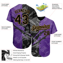 Charger l'image dans la galerie, Custom Graffiti Pattern Black Purple-Old Gold 3D Scratch Authentic Baseball Jersey