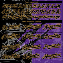 Charger l'image dans la galerie, Custom Graffiti Pattern Black Purple-Old Gold 3D Scratch Authentic Baseball Jersey
