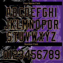 Charger l'image dans la galerie, Custom Graffiti Pattern Black Purple-Old Gold 3D Scratch Authentic Baseball Jersey