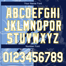 Charger l'image dans la galerie, Custom Graffiti Pattern White Navy Light Blue-Yellow 3D Scratch Authentic Baseball Jersey