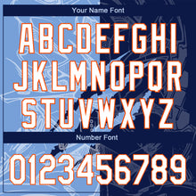 Charger l'image dans la galerie, Custom Graffiti Pattern White Navy Light Blue-Orange 3D Scratch Authentic Baseball Jersey