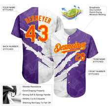 Загрузить изображение в средство просмотра галереи, Custom Graffiti Pattern Orange Purple-Gold 3D Scratch Authentic Baseball Jersey