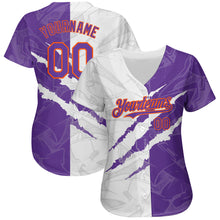 Charger l'image dans la galerie, Custom Graffiti Pattern Purple-Orange 3D Scratch Authentic Baseball Jersey