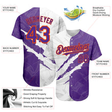 Charger l'image dans la galerie, Custom Graffiti Pattern Purple-Orange 3D Scratch Authentic Baseball Jersey