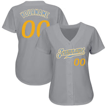 Загрузить изображение в средство просмотра галереи, Custom Gray Gold-Light Blue Authentic Baseball Jersey