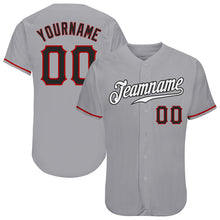 Загрузить изображение в средство просмотра галереи, Custom Gray Black-Red Authentic Baseball Jersey