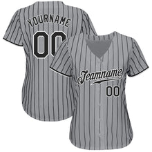 Загрузить изображение в средство просмотра галереи, Custom Gray Black Pinstripe Black-White Authentic Baseball Jersey