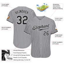 Загрузить изображение в средство просмотра галереи, Custom Gray Black Pinstripe Black-White Authentic Baseball Jersey