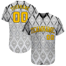 Загрузить изображение в средство просмотра галереи, Custom Gray Gold-Black 3D Pattern Design Authentic Baseball Jersey