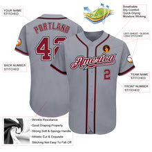 Загрузить изображение в средство просмотра галереи, Custom Gray Crimson-Black Authentic Baseball Jersey