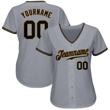 Загрузить изображение в средство просмотра галереи, Custom Gray Black-Old Gold Authentic Baseball Jersey