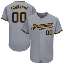 Загрузить изображение в средство просмотра галереи, Custom Gray Black-Old Gold Authentic Baseball Jersey
