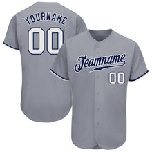 Загрузить изображение в средство просмотра галереи, Custom Gray White-Navy Authentic Baseball Jersey