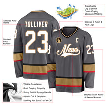 Charger l'image dans la galerie, Custom Steel Gray White-Old Gold Hockey Jersey