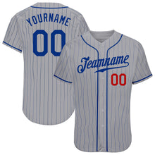 Загрузить изображение в средство просмотра галереи, Custom Gray Royal Pinstripe Royal-Red Authentic Baseball Jersey