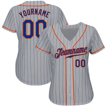 Загрузить изображение в средство просмотра галереи, Custom Gray Royal Pinstripe Royal-Orange Authentic Baseball Jersey