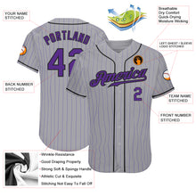 Загрузить изображение в средство просмотра галереи, Custom Gray Purple Pinstripe Purple-Black Authentic Baseball Jersey