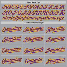 Загрузить изображение в средство просмотра галереи, Custom Gray Purple Pinstripe Purple-Gold Authentic Baseball Jersey