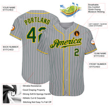 Laden Sie das Bild in den Galerie-Viewer, Custom Gray Green Pinstripe Green-Gold Authentic Baseball Jersey