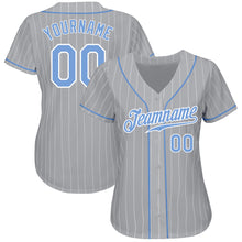 Laden Sie das Bild in den Galerie-Viewer, Custom Gray White Pinstripe Light Blue-White Authentic Baseball Jersey