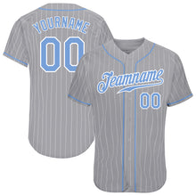 Laden Sie das Bild in den Galerie-Viewer, Custom Gray White Pinstripe Light Blue-White Authentic Baseball Jersey