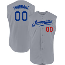Загрузить изображение в средство просмотра галереи, Custom Gray Royal-Red Authentic Sleeveless Baseball Jersey