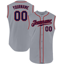 Загрузить изображение в средство просмотра галереи, Custom Gray Navy-Red Authentic Sleeveless Baseball Jersey