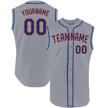Загрузить изображение в средство просмотра галереи, Custom Gray Royal-Orange Authentic Sleeveless Baseball Jersey