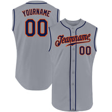 Загрузить изображение в средство просмотра галереи, Custom Gray Navy-Orange Authentic Sleeveless Baseball Jersey