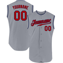 Загрузить изображение в средство просмотра галереи, Custom Gray Red-Navy Authentic Sleeveless Baseball Jersey
