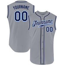 Загрузить изображение в средство просмотра галереи, Custom Gray Navy-Powder Blue Authentic Sleeveless Baseball Jersey