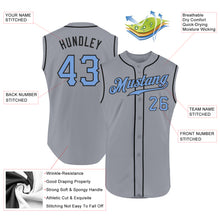 Загрузить изображение в средство просмотра галереи, Custom Gray Light Blue-Black Authentic Sleeveless Father's Day Baseball Jersey