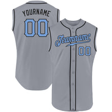 Загрузить изображение в средство просмотра галереи, Custom Gray Light Blue-Black Authentic Sleeveless Father's Day Baseball Jersey