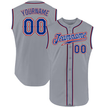 Загрузить изображение в средство просмотра галереи, Custom Gray Royal-Red Authentic Sleeveless Baseball Jersey