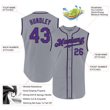 Загрузить изображение в средство просмотра галереи, Custom Gray Purple-Black Authentic Sleeveless Baseball Jersey