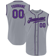 Загрузить изображение в средство просмотра галереи, Custom Gray Purple-Black Authentic Sleeveless Baseball Jersey
