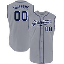 Загрузить изображение в средство просмотра галереи, Custom Gray Navy-White Authentic Sleeveless Baseball Jersey