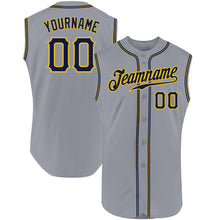 Загрузить изображение в средство просмотра галереи, Custom Gray Navy-Gold Authentic Sleeveless Baseball Jersey