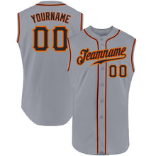 Загрузить изображение в средство просмотра галереи, Custom Gray Black-Orange Authentic Sleeveless Baseball Jersey