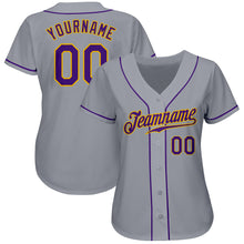 Загрузить изображение в средство просмотра галереи, Custom Gray Purple-Gold Authentic Baseball Jersey