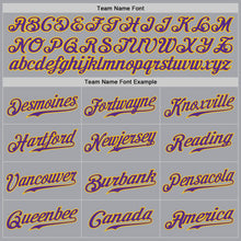 Загрузить изображение в средство просмотра галереи, Custom Gray Purple-Gold Authentic Baseball Jersey