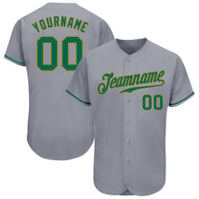 Загрузить изображение в средство просмотра галереи, Custom Gray Kelly Green-Old Gold Authentic Baseball Jersey