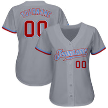 Загрузить изображение в средство просмотра галереи, Custom Gray Red White-Light Blue Authentic Baseball Jersey