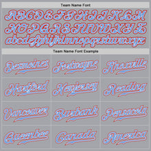 Загрузить изображение в средство просмотра галереи, Custom Gray Red White-Light Blue Authentic Baseball Jersey