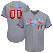 Загрузить изображение в средство просмотра галереи, Custom Gray Red White-Light Blue Authentic Baseball Jersey