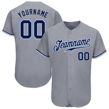 Загрузить изображение в средство просмотра галереи, Custom Gray Navy White-Light Blue Authentic Baseball Jersey